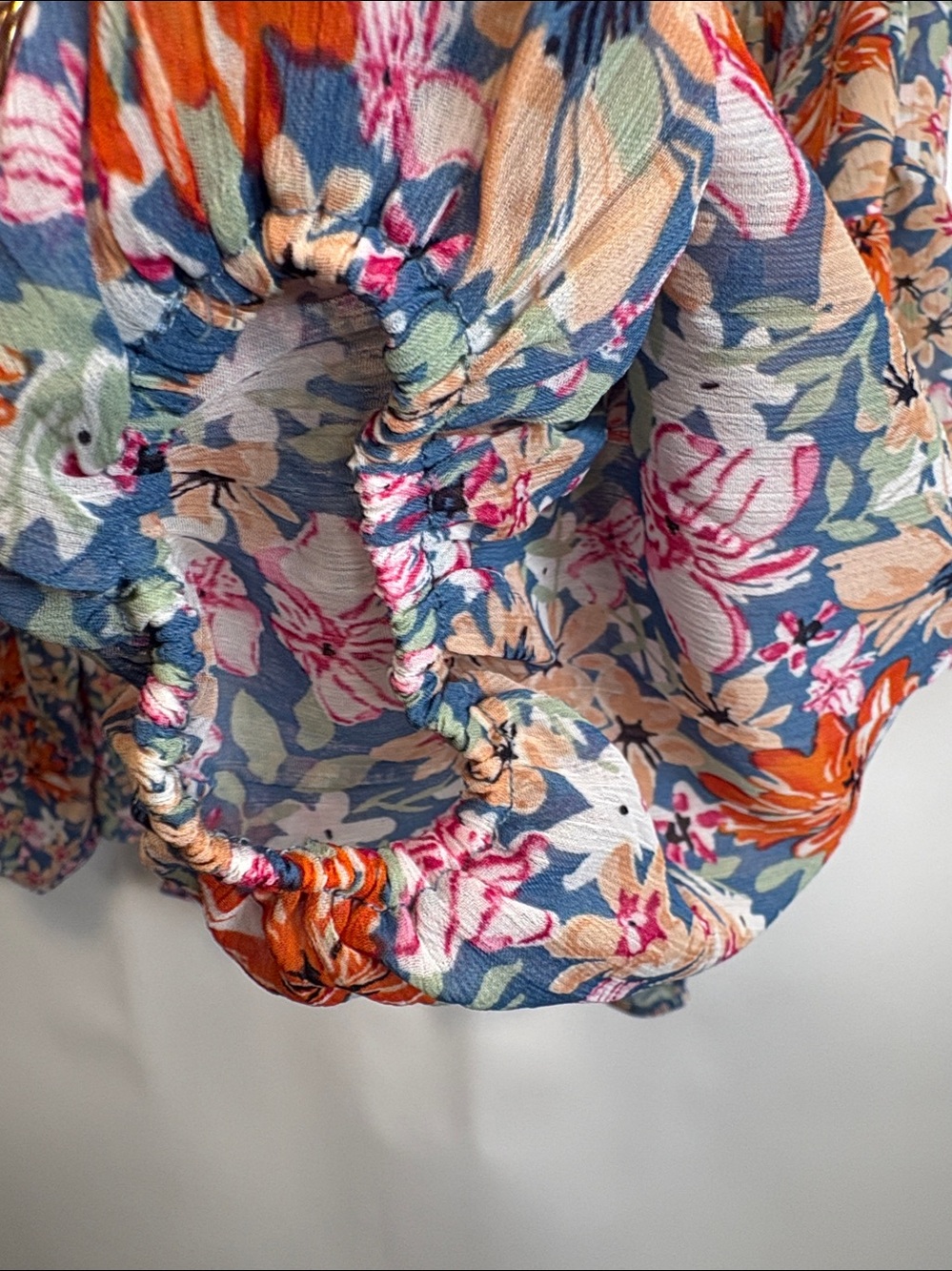 Orange and Blue Floral Long Sleeve Relaxed Blouse - Picture 6 of 13